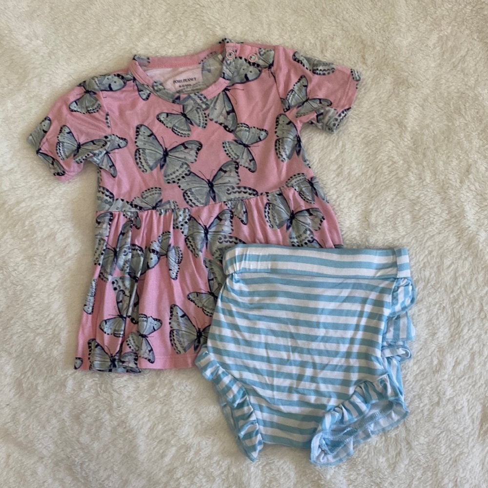 Posh Peanut Beatrice peplum and bummie - 6-12m